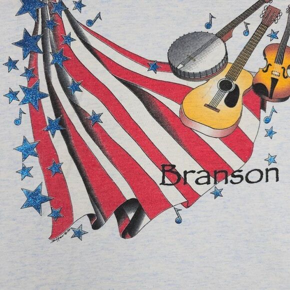Vintage Branson Country Music T Shirt Mens Size Large 90s American Flag - Picture 2 of 7
